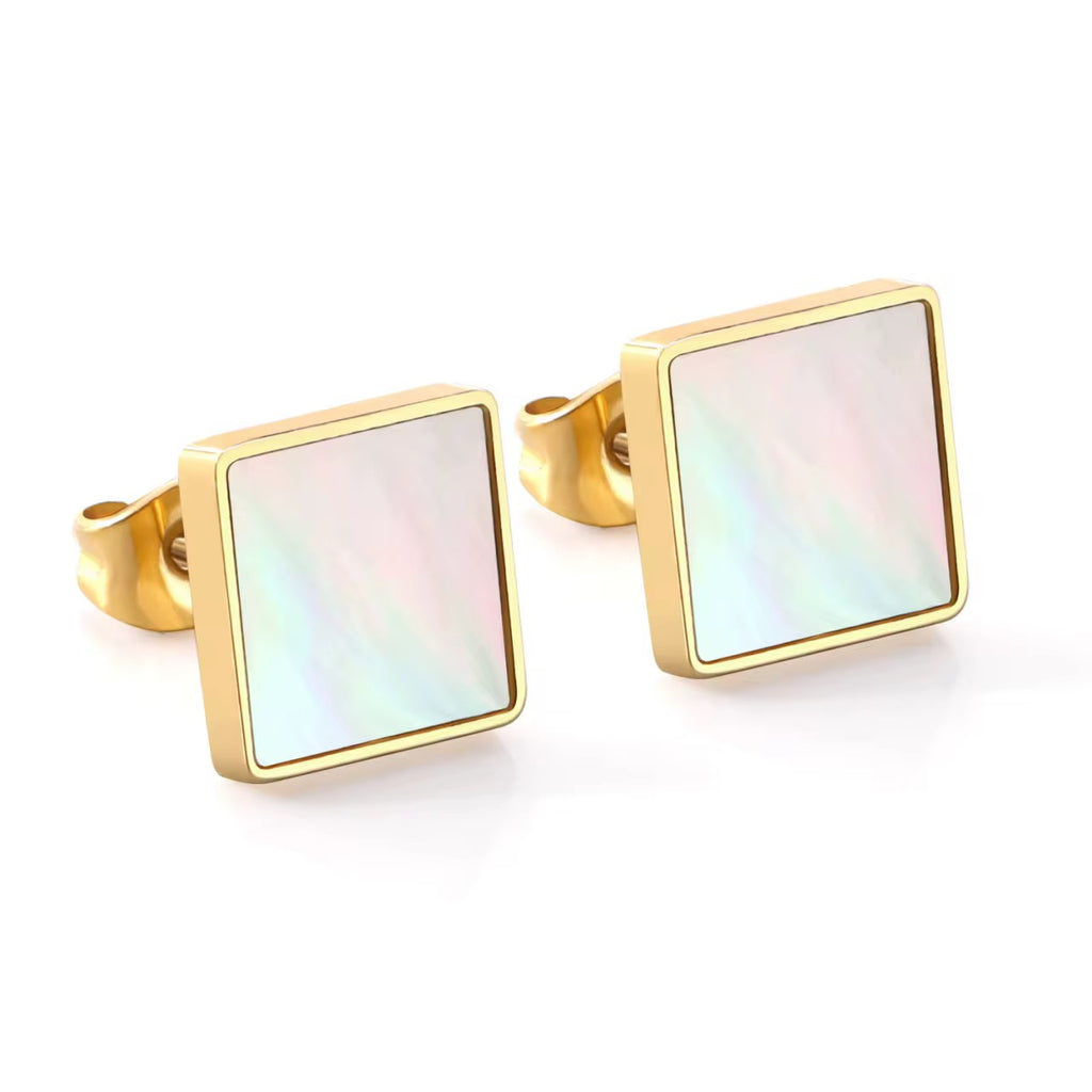 Ravana Square Comfort Back Studs | Waterproof 18K Gold & Silver