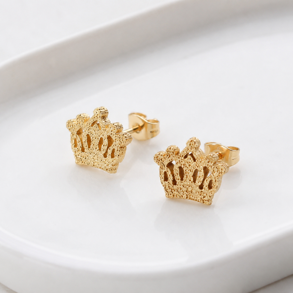 Raina Frosted Crown | Waterproof 18k Gold & Silver