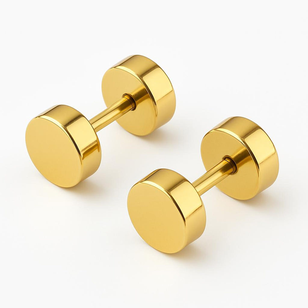 Allure Dumbell Design Flat Back Studs - Gold, Silver & Black