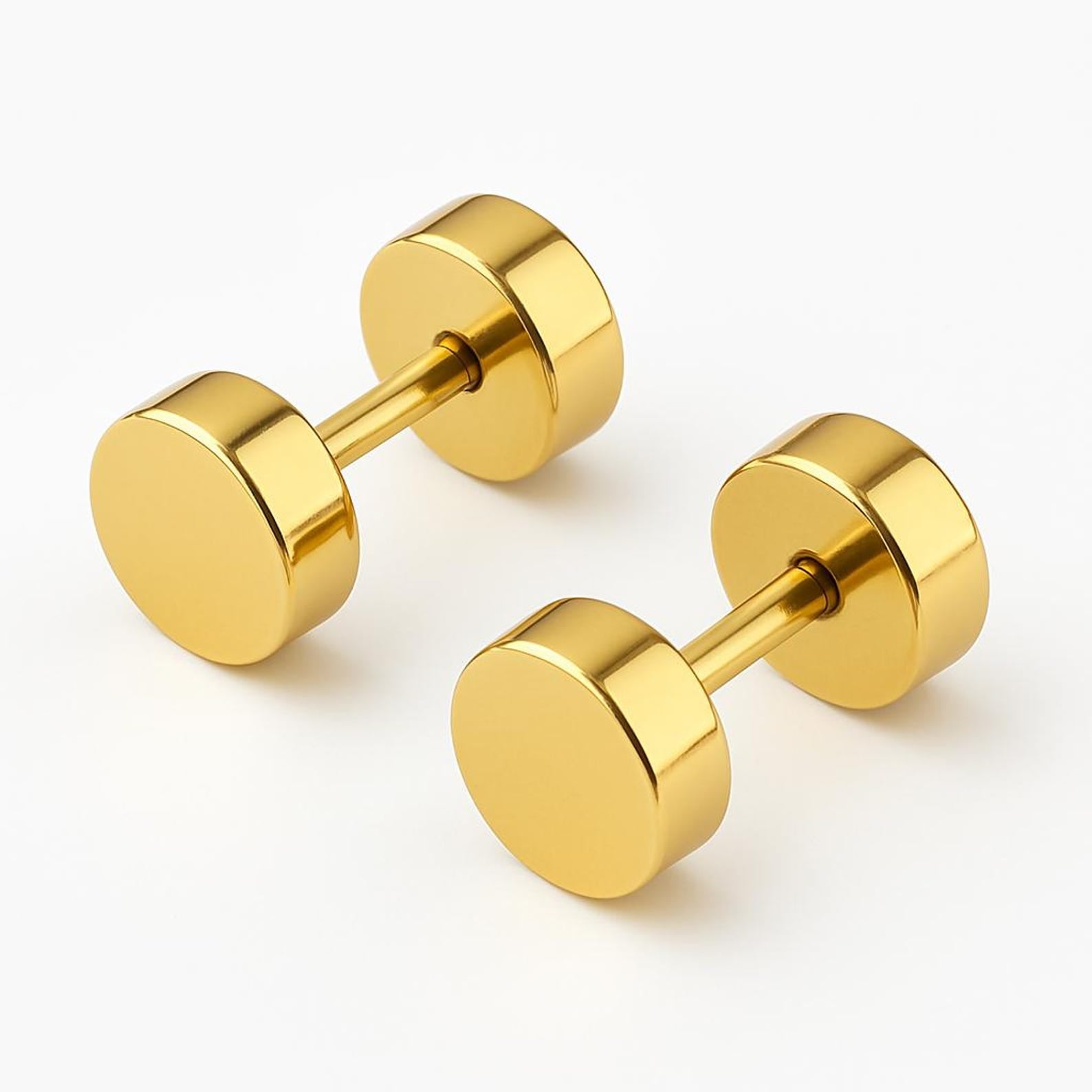 Allure Dumbell Design Flat Back Studs - Gold, Silver & Black