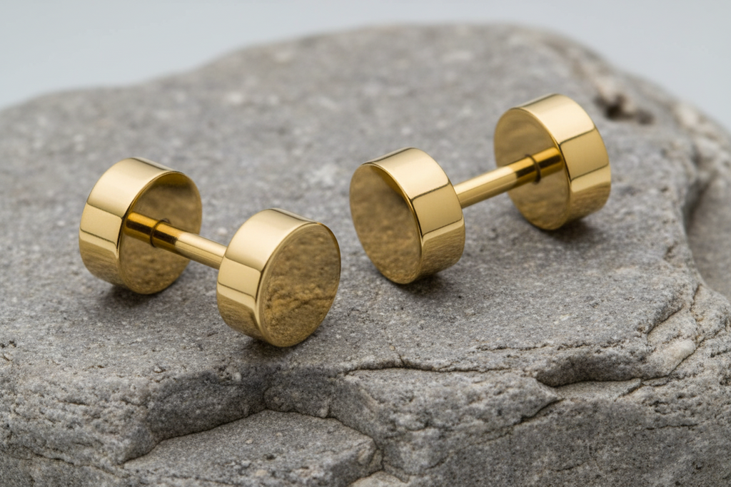 Allure Dumbell Design Flat Back Studs - Gold, Silver & Black