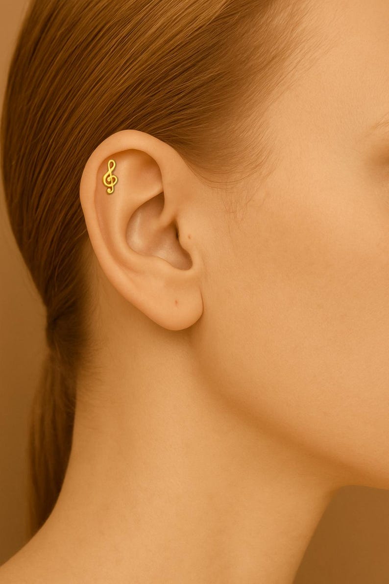 Essence Music Note Flat Back Studs | Waterproof 18k Gold