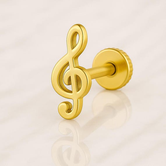 Essence Music Note Flat Back Studs | Waterproof 18k Gold