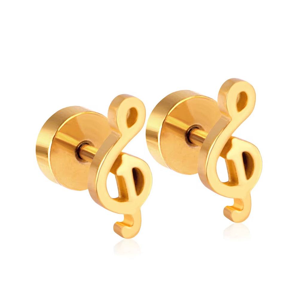Essence Music Note Flat Back Studs | Waterproof 18k Gold