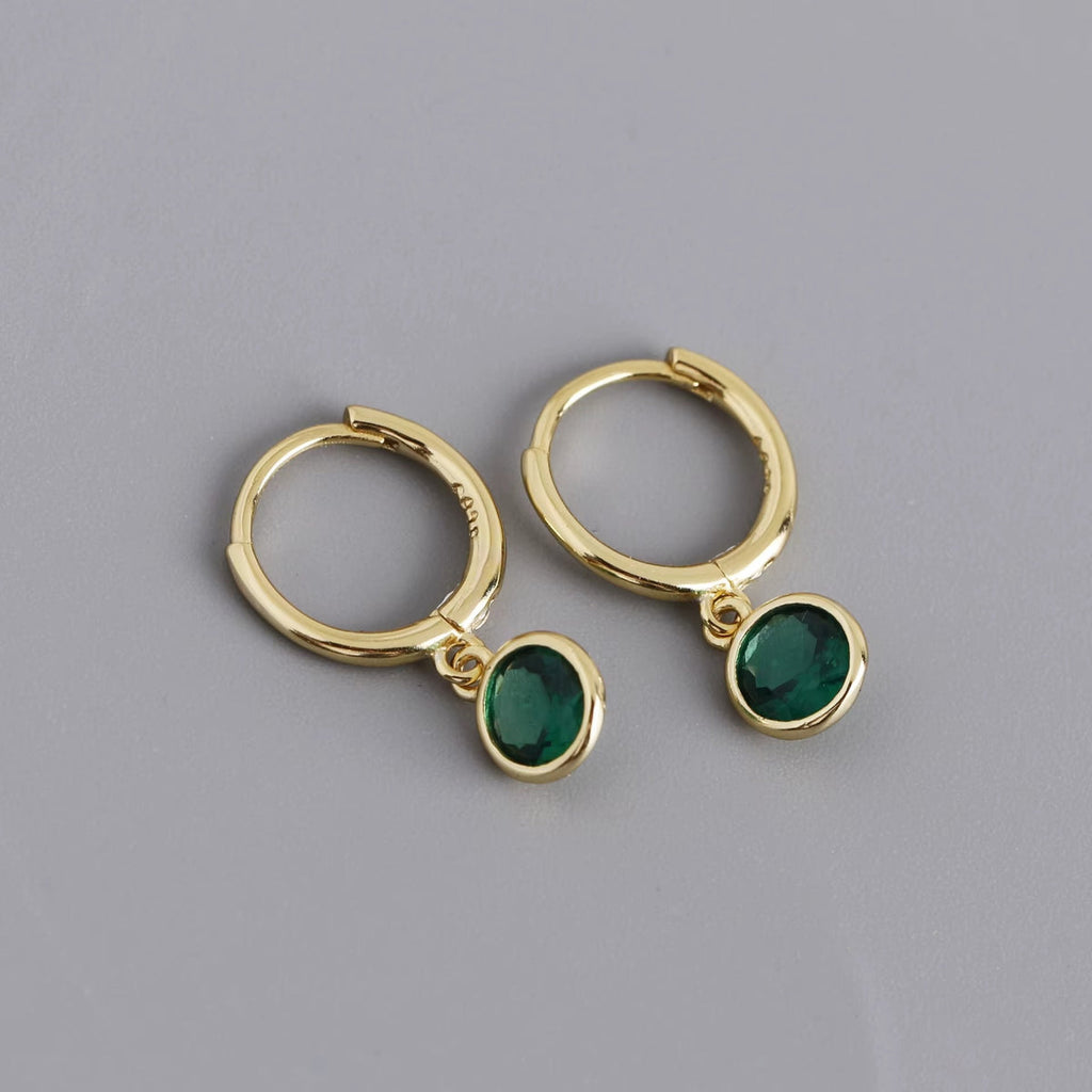 Orlando Emerald Green Drop Hoops - Gold