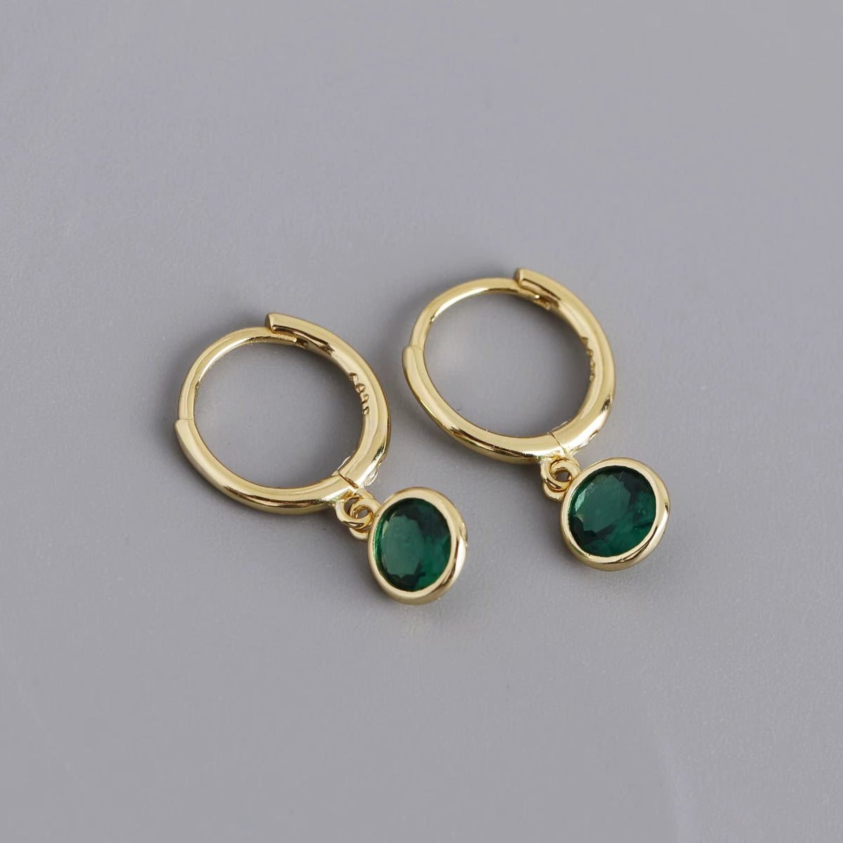Orlando Emerald Green Drop Hoops - Gold