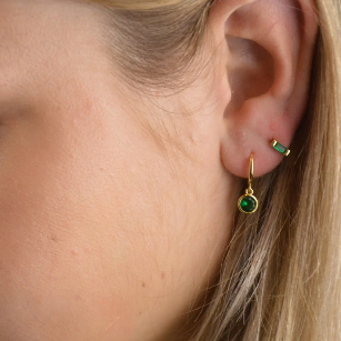 Orlando Emerald Green Drop Hoops - Gold