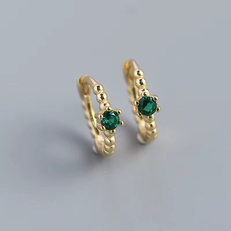 Homey Huggie Hoops Emerald Green 8MM - Pair