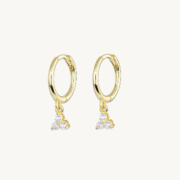 Aera Crystal Drop Huggie Hoops - Gold