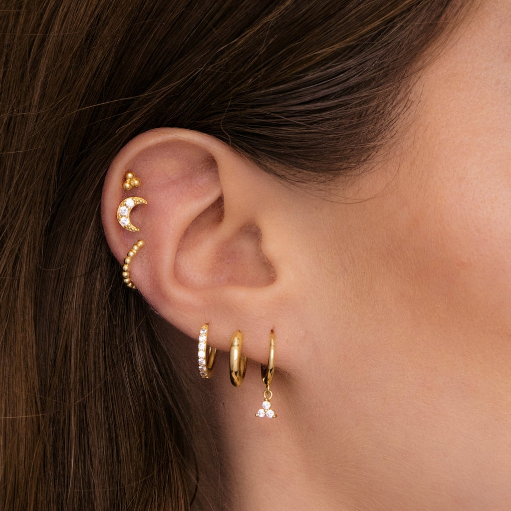 Aera Crystal Drop Huggie Hoops - Gold