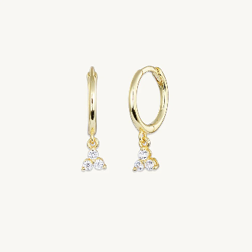 Aera Crystal Drop Huggie Hoops - Gold