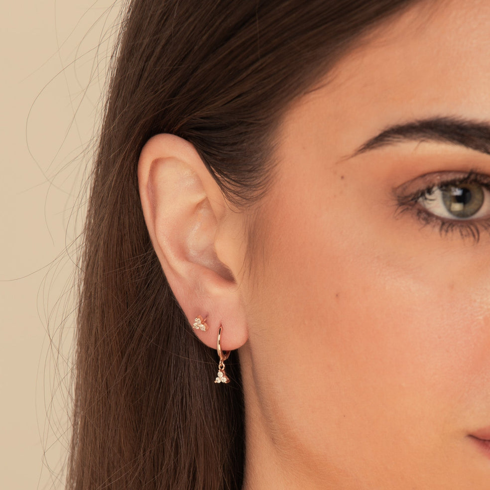 Aera Crystal Drop Huggie Hoops - Gold