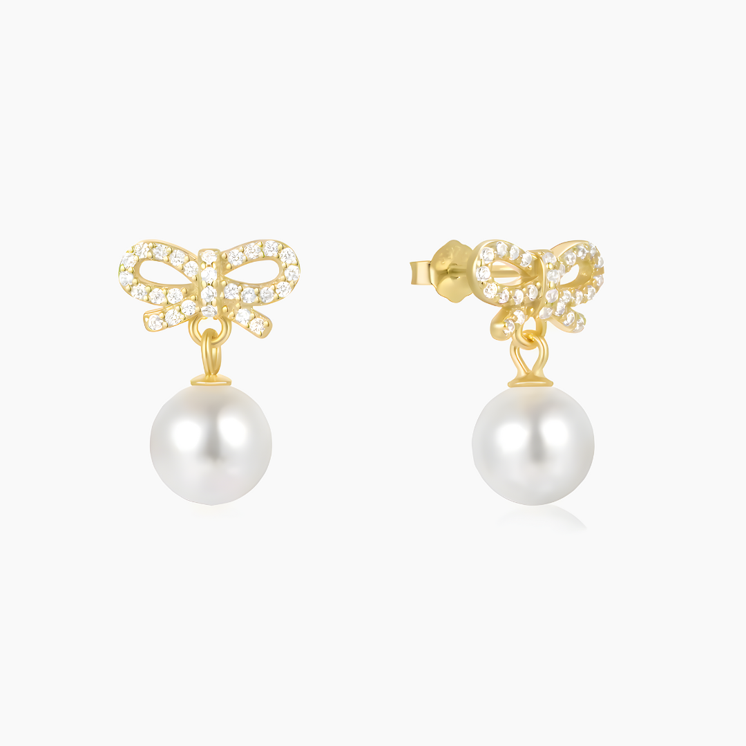 Haven Pearl & Crystal Bow Drops earrings