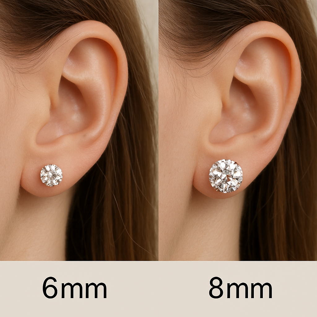 Springo Diamond Simulant Round	Studs- Gold 2 Sizes