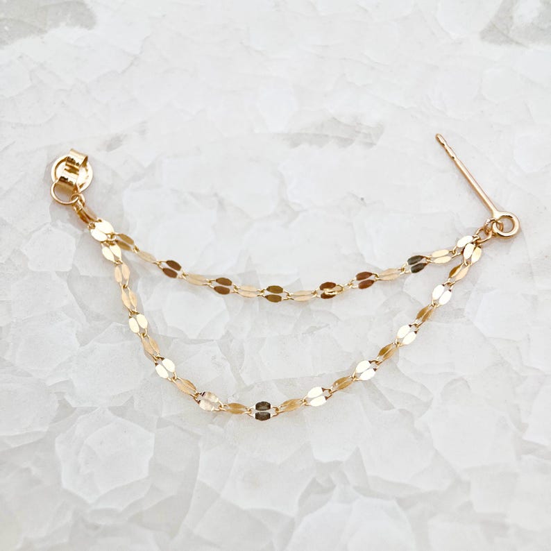 Lana Gold Sequin Chain Thread Drop Earrings