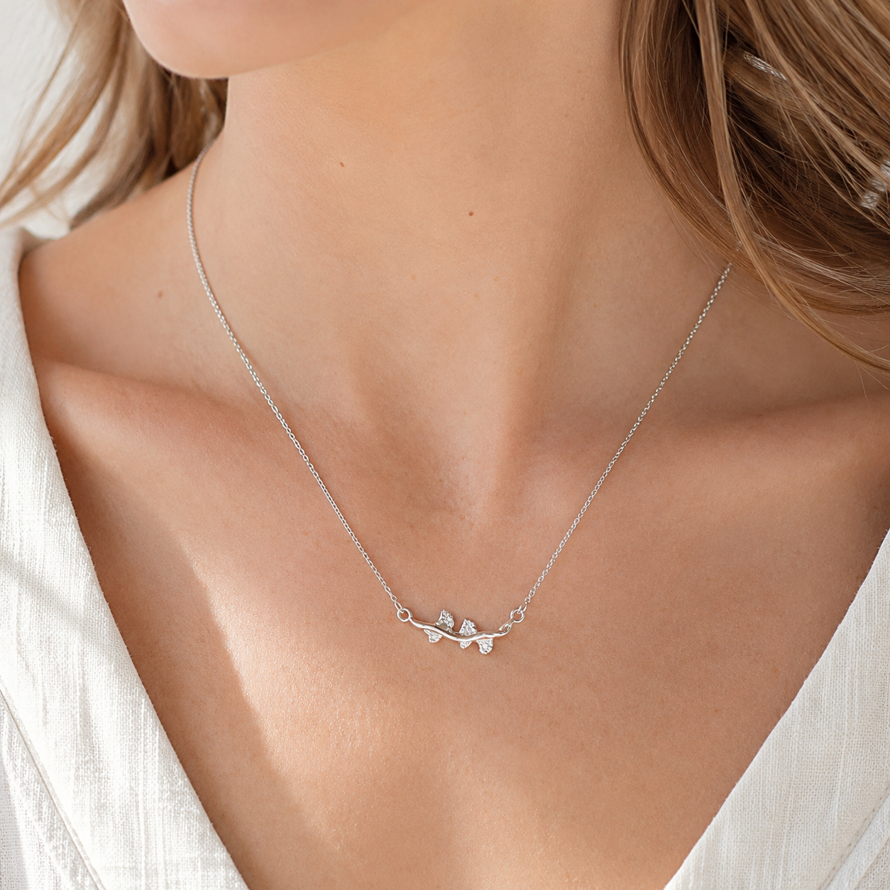 Tiara Leaf Necklace - Sterling Silver