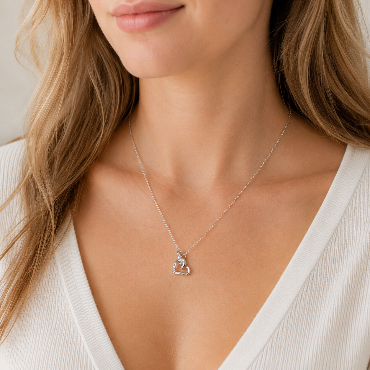 Porte Heart Ring Necklace - Sterling Silver