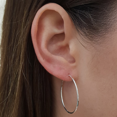 Laurel Plain Slim Sterling Silver Hoops 40CM