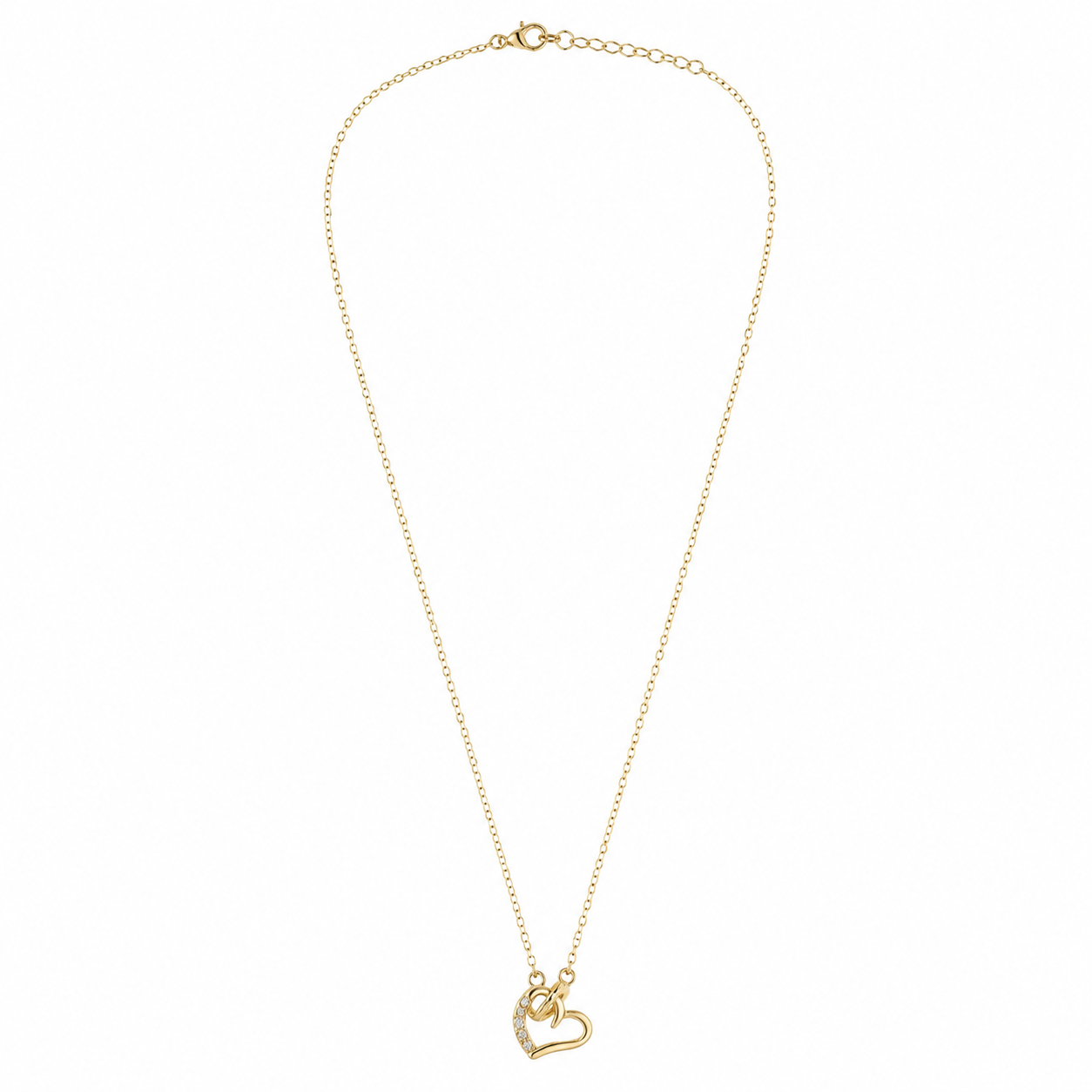 Kissim Heart Ring Necklace- Gold