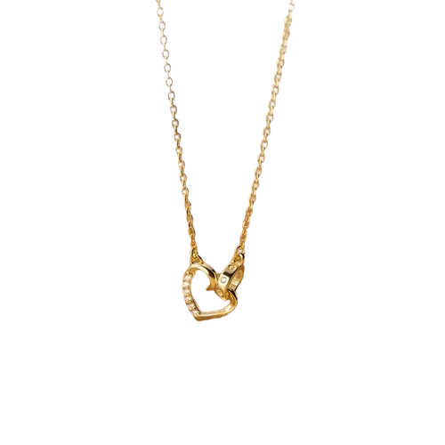 Kissim Heart Ring Necklace- Gold