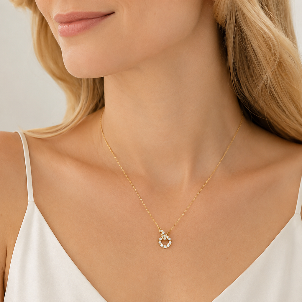 Buffalo Double Ring Crystal Pendant Necklace
