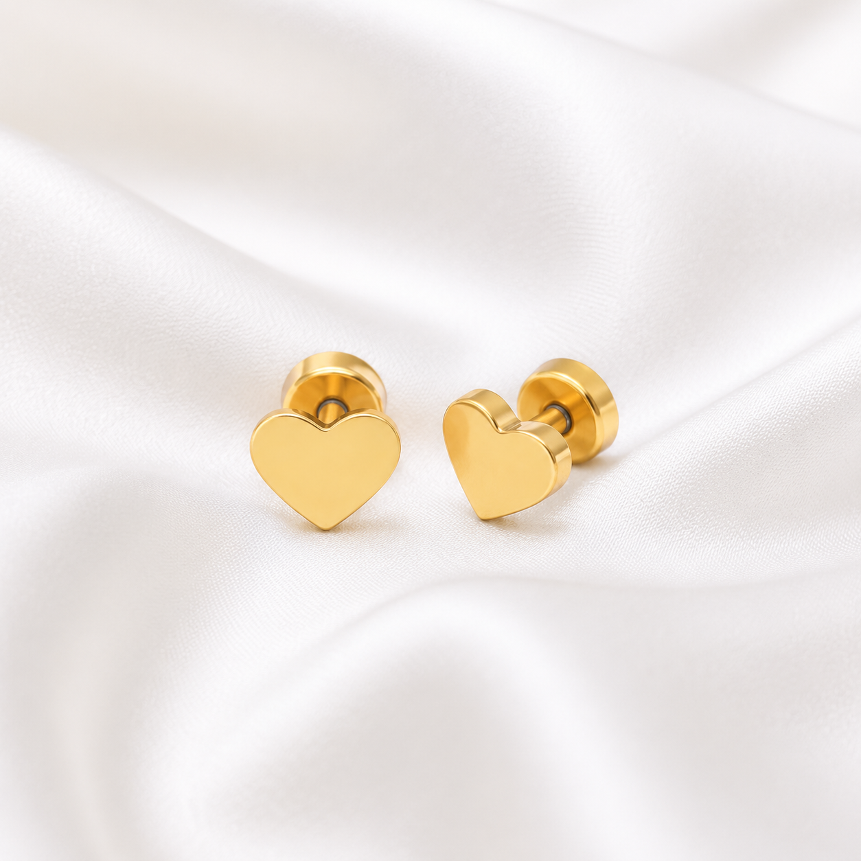 Rosea Love Heart Flat Back Studs - Gold & Silver