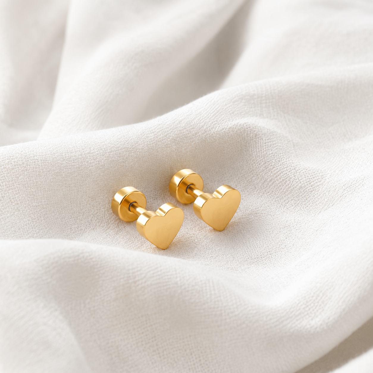 Rosea Love Heart Flat Back Studs - Gold & Silver