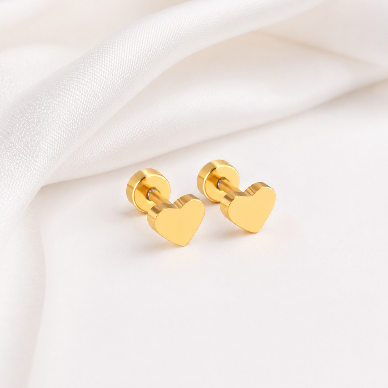 Rosea Love Heart Flat Back Studs - Gold & Silver