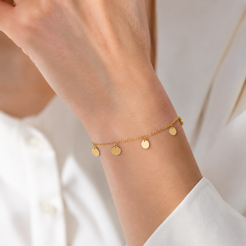 Iris Gold Disc Charms Bracelet