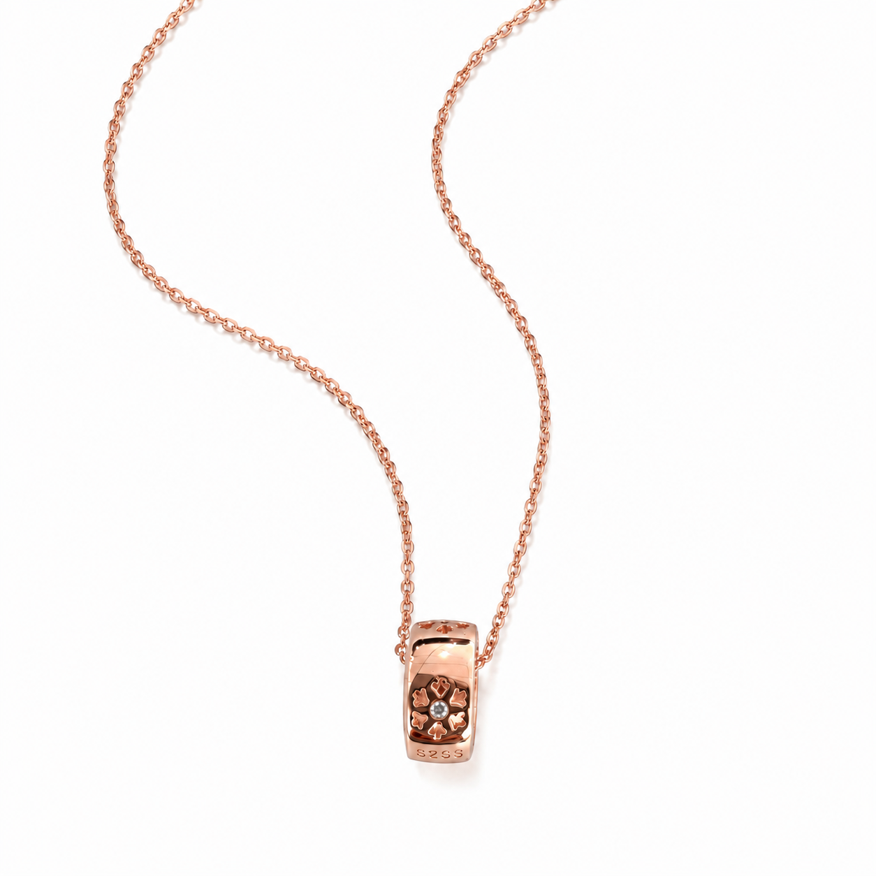 Claro Ring Pendant Necklace- Rose gold