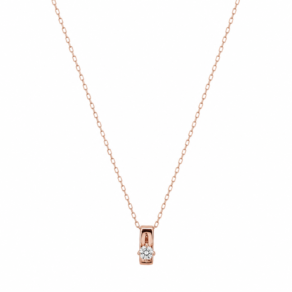 Ray Crystal Bar Necklace- Rosegold