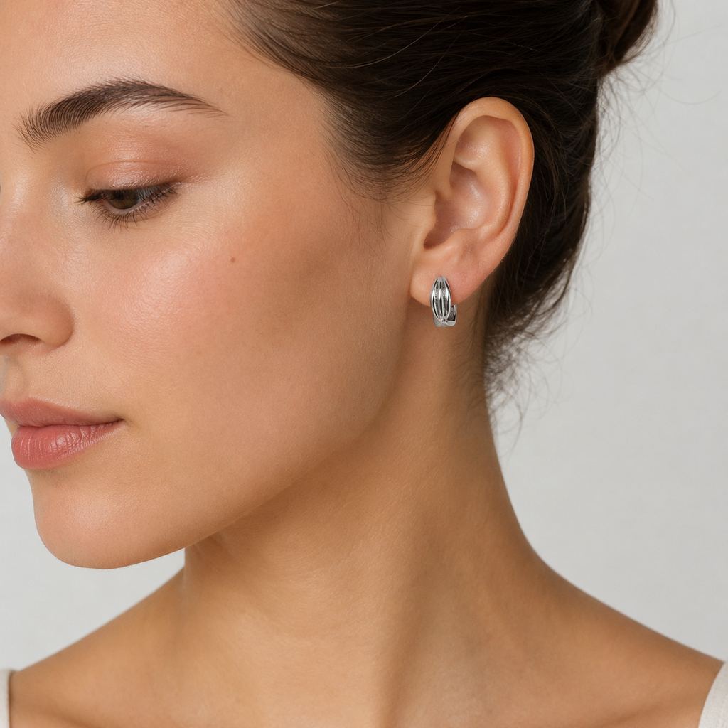 Echo Crystal Drop Hoops - Silver