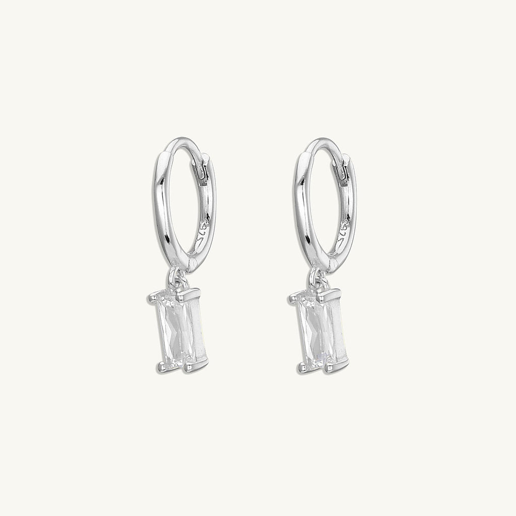 Echo Crystal Drop Hoops - Silver