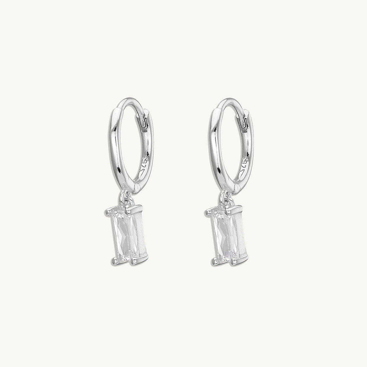 Echo Crystal Drop Hoops - Silver