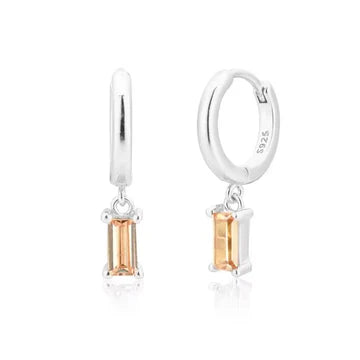 Echo Peach Stone Drop Hoops - Silver