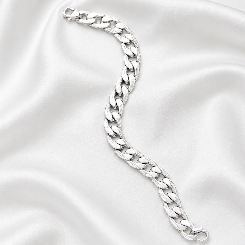 Alexios Cuban Bracelet | Waterproof Silver
