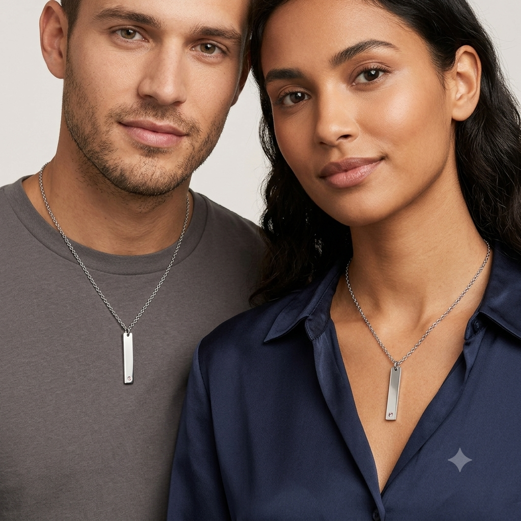 Adrian Long CZ Vertical Bar Necklace | Waterproof Silver
