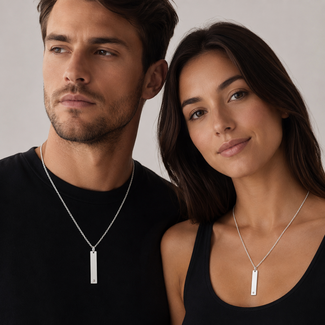 Adrian Long CZ Vertical Bar Necklace | Waterproof Silver