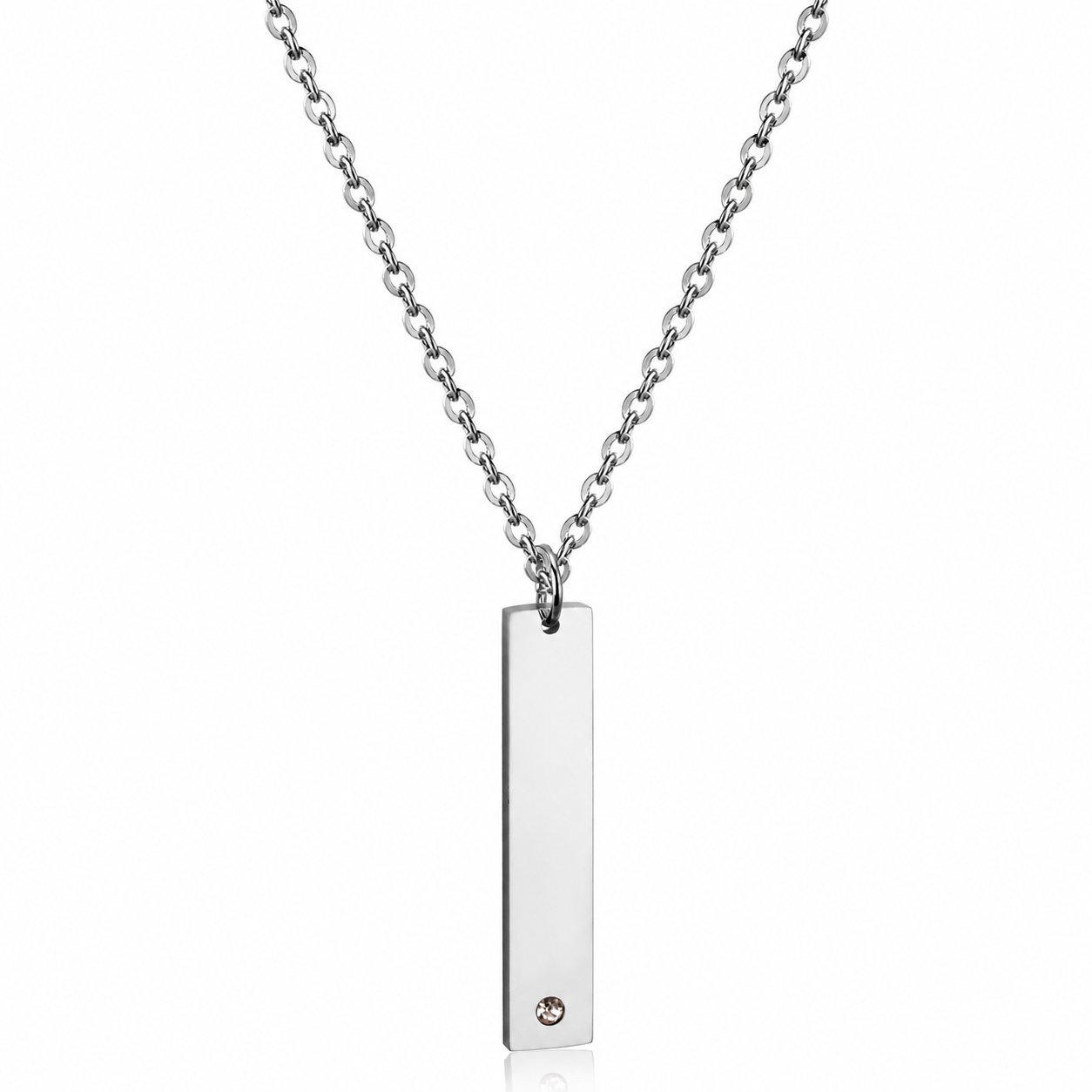 Adrian Long CZ Vertical Bar Necklace | Waterproof Silver