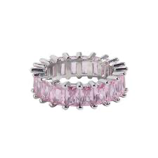 Anastasia Baguette Pink CZ Ring | Waterproof Silver