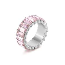 Anastasia Baguette Pink CZ Ring | Waterproof Silver