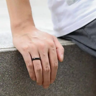 Carrara Plain Band Ring | Waterproof Black