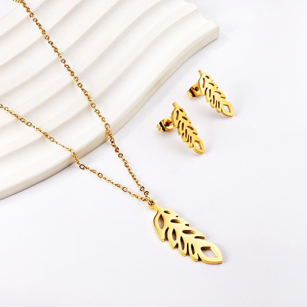 Lysander Necklace 50cm & Earrings Gold Set- Buy Set or Individually