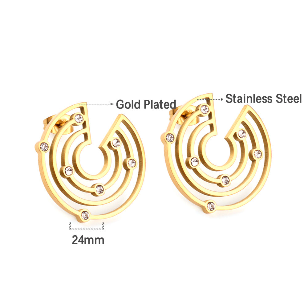 Ines	Rounded Studs | Waterproof 18K Gold & Silver