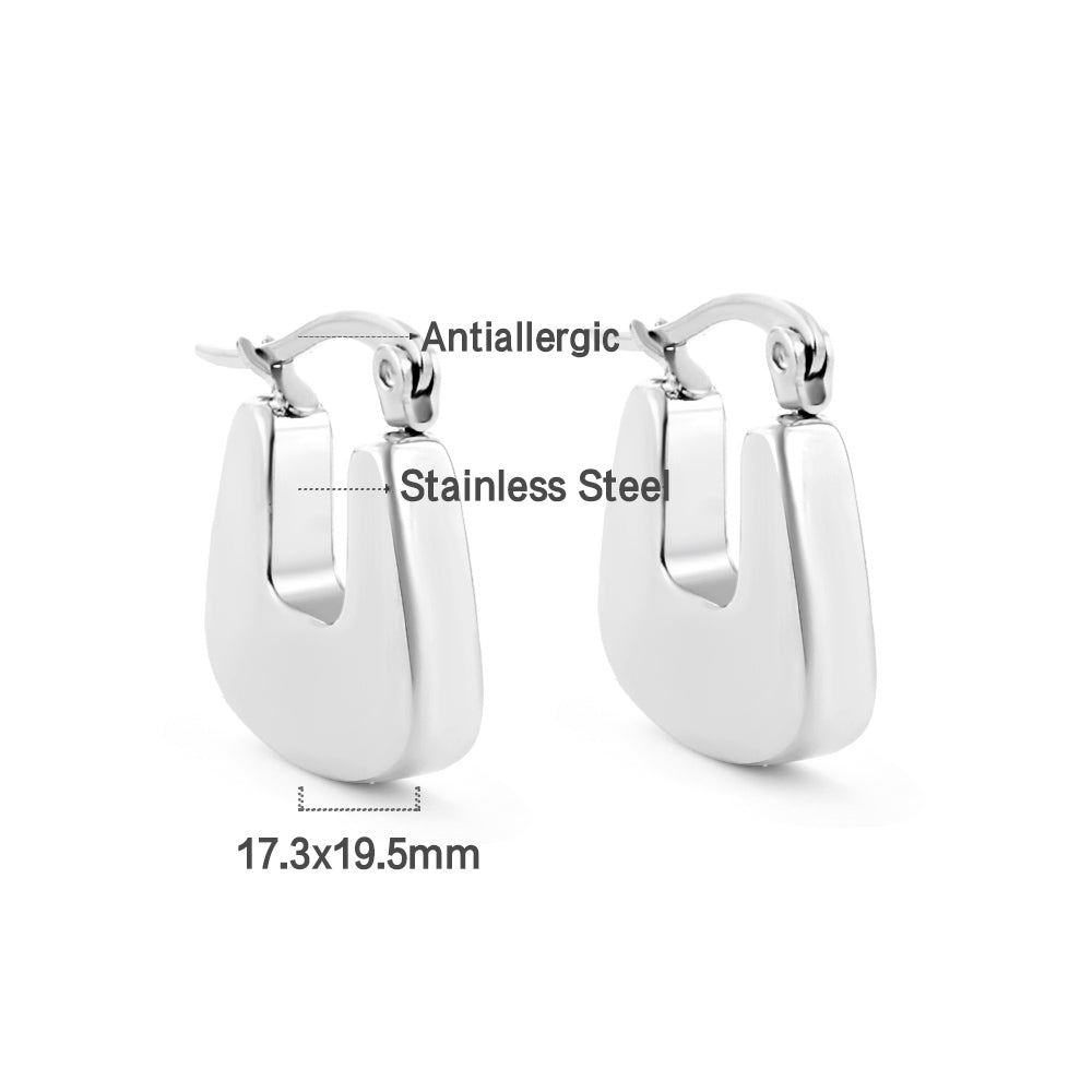 Mirela Chunky U Shape Hoops | Waterproof 18K Gold & Silver