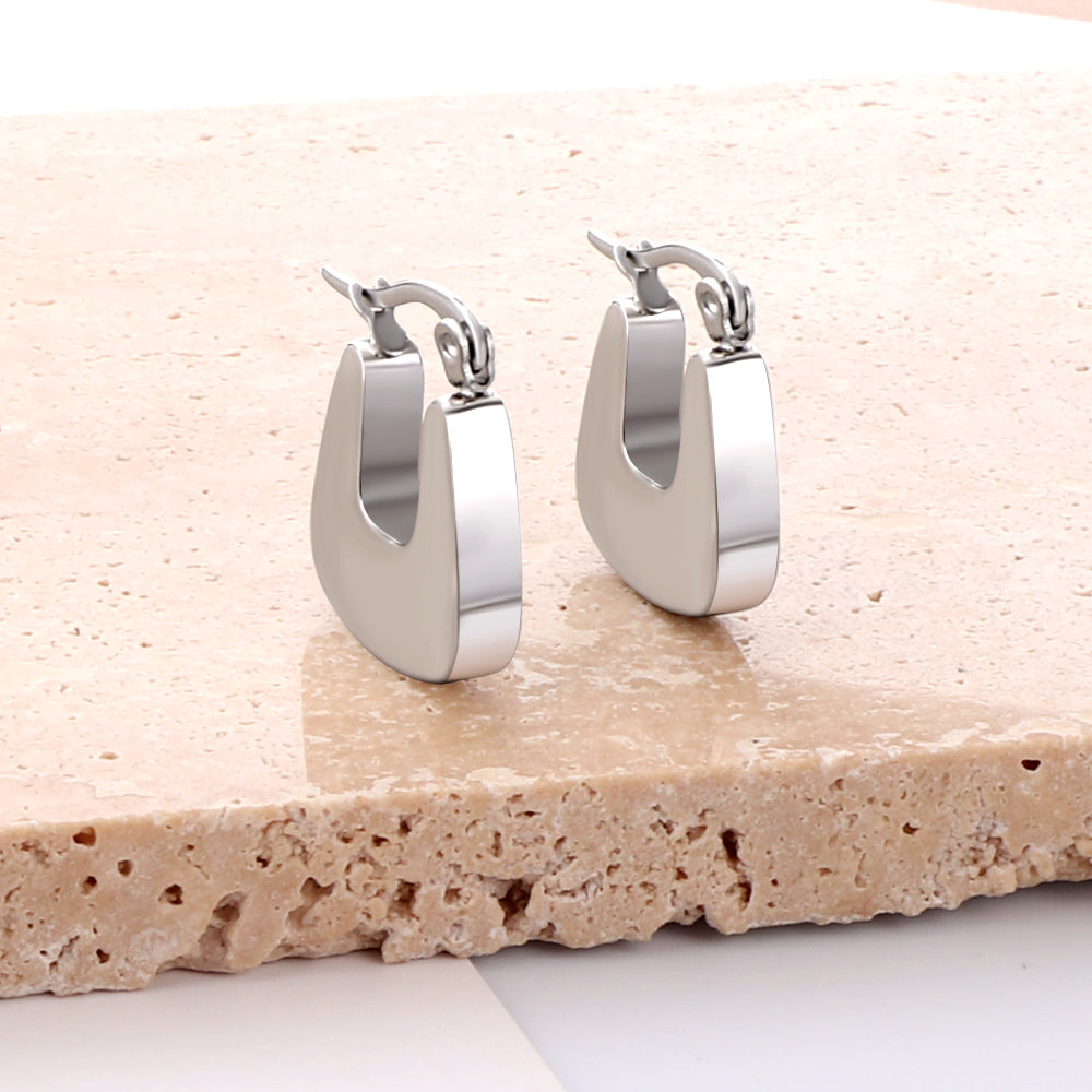 Mirela Chunky U Shape Hoops | Waterproof 18K Gold & Silver
