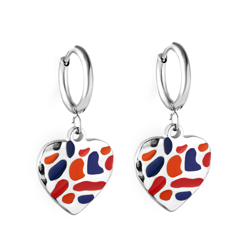 Mel	Multicolor Heart Hoops -Silver