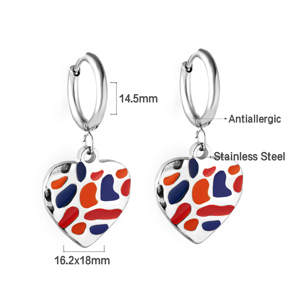 Mel	Multicolor Heart Hoops -Silver