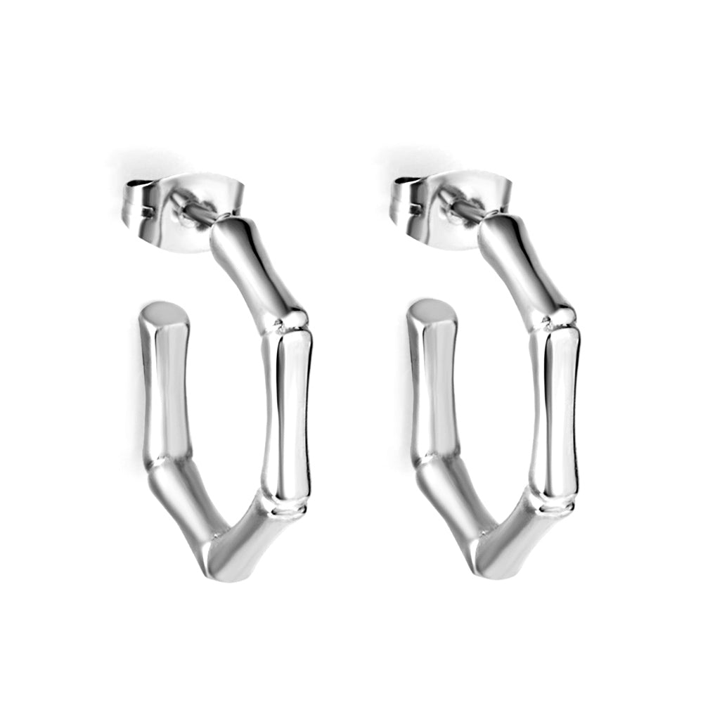 Milena Bamboo Hoops -Silver