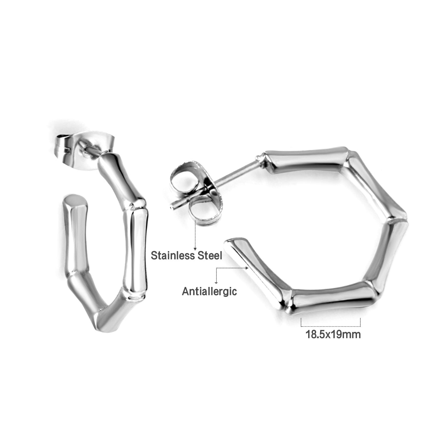 Milena Bamboo Hoops -Silver